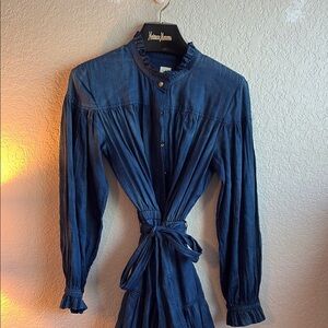 La Vie Rebecca Taylor Blue Denim Long-Sleeve Dress